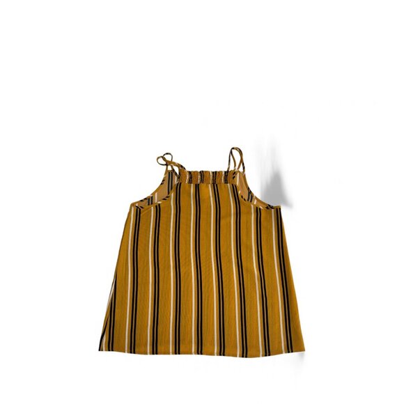 Striped Gold Yellow Navy White Tank Top Cami Size Large Lightweight Trendy Layer - Picture 3 of 5